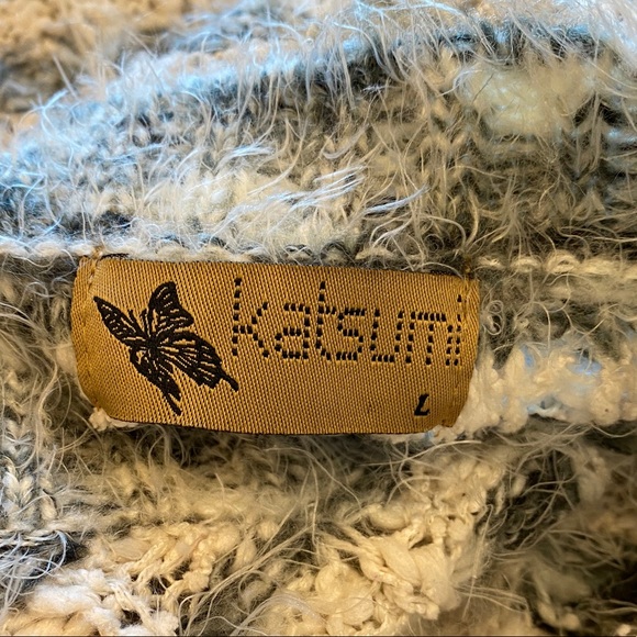 Katsumi White Gray Fuzzy Long Sleeve Knit Sweater - Picture 10 of 11